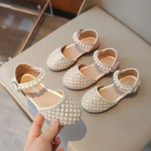 Fashion Children’S Princess Shoe Party Dance Flat Shoes Children’S Performance Pearls Party Sandals Shoes