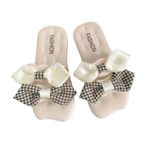 Fashion Children’s Double Bow Style Soft Sole Slippers Non slip Simple Custom Slippers for Girls Kids Shoes