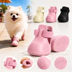 Fashion Custom Anti Skid Cute Dog Shoes All Season Waterproof Silicone Adjustable Dog Rain Boots For Outdoor