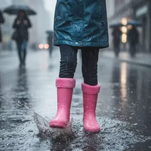 Fashion Custom Kids PVC Shoes Gumboots Toddler Wellington Waterproof Winter Rain Boots Children With Movable Fur Socks