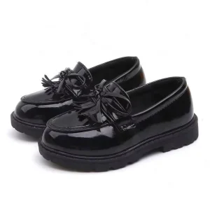 Fashion Factory New Leather Children’s Party Girls Round Toe Flat Cause Loafers Kids Shoes