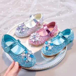 Fashion Girls Shoes Kids Flats Shoes Sequins Rhinestone Princess Flats Shoes For Students