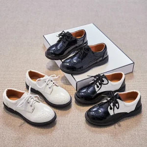 Fashion High Quality Anti-slip Flat Children’s Dress Shoes Boys Formal Party Handsome Kids Black Leather Student School Shoes