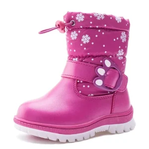 Fashion Kids Boots Girls Winter Shaggly Leather Rubber Snow Boots