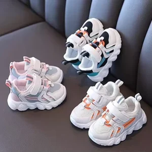 Fashion Kids Casual Shoes Lightweight Sneakers Boys Girls Mesh Fabric Anti-Slip Breathable Stylish Children Casual Shoes