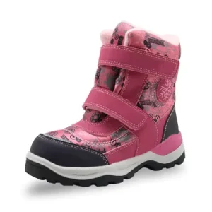 Fashion Kids Cute Warm Snow Boots TPR Sole Nylon Waterproof Winter Boots