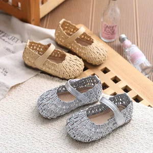 Fashion Kids Hollow out Flat Shoes Breathable Daily Wear Toddlers Girls Casual Shoes Woven Non slip Children Mary Jane Shoes