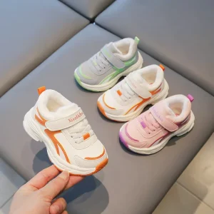 Fashion Kids Sneaker Boys Girls Casual Shoes Winter Waterproof Polyester Children Sports Shoes HOOK&LOOP Closure Light