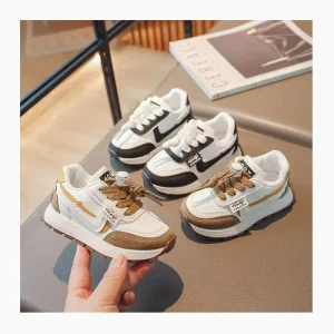 Fashion Kids Sneakers Baby Leather Flats for Boys and Girls Mesh-Infused Athletic Walking Running Basketball Shoes