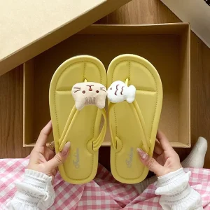 Fashion Ladies Cartoon Cat Fish Pattern Flip Flops EVA Soft Bottom Anti Slip Quick Dry Home Bathroom Beach Casual Thong Slippers