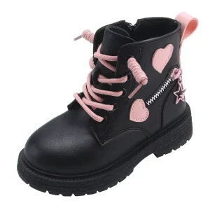 Fashion Luxury Girls’ Leather Boots Spring New Soft Soled Lightweight Casual Kids Shoes