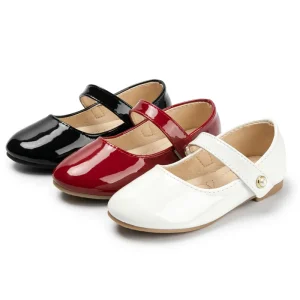 Fashion New School Party Ballet Flats PU Leather Fabric Mary Jane Kids Dress Shoes