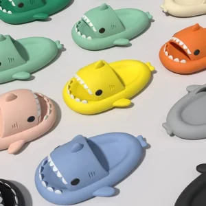 Fashion Original Genuine Parent child Shark Slippers Couple’s Thick Bottomed Bathing Home Slipper Indoor Household Kids Slides