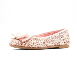 Fashion Princess Bow Glitter Children Slip on Little Girls Dress Shoes Ballerina Flats