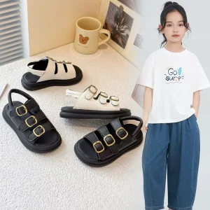 Fashion Pure Color Rubber Slides Sandals Summer Outdoor Beach Pumps Kids Flat Shoes Anti Slippery