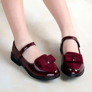 Fashion Ruizi Slip Pu Leather Kids Comfortable Pointed Toe Party Princess Girls Bowknot School Casual Shoes