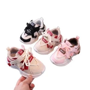 Fashion School Sneaker Soft Soled Breathable Leather Kids Sports Shoes for Girls Casual Leisure Running Baby Department