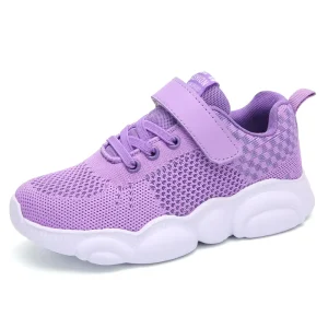 Fashion Simple Comfortable Sports Shoes EVA Cotton Fabric Rubber White Kids School Running Shoes Buckle Strap Breathable Spring