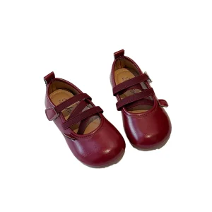 Fashion Single Layer Rubber School Girls Flat Shoes OEM Logo Princess Flat Sandals Ballet Flats for Kids