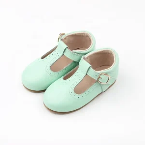 Fashion Spanish Baby Shoes Girls T straps Green Baby Tbar Shoes for Spring Summer