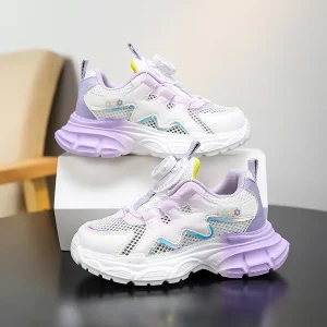 Fashion Sporty Kids Shoes Soft Sole Mesh Design Children Sneakers with Drawstring