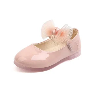 Fashion Spring Autumn Kids Dancing Shoes Patent Leather Bow Solid Color Princess Baby Girl Dress Shoes