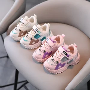 Fashion Spring and Autumn Children’s Boy Girl School Breathable Sports Soft Casual Children’s Sneakers