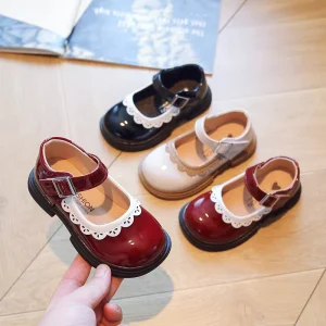 Fashion Sweet Lolita Mary Jane Shoes Baby Girls Patent Leather Kids Dress Footwear Latest Cute Flat Children’s Shoes