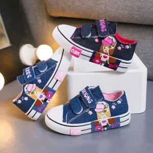 Fashion Trend New Cartoon Girl Blue Kid Shoes Breathable Princess School Shoes Non Slip Boy Tennis Shoes