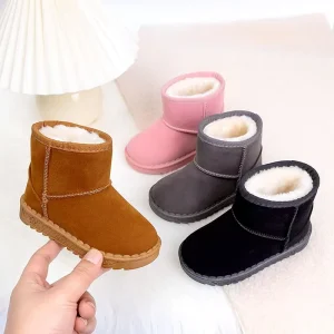 Fashion Trend Warm Boys Casual Shoes Rubber Sole Baby Girls Pink Winter Footwear New Design Fluffy Kids Snow Boots