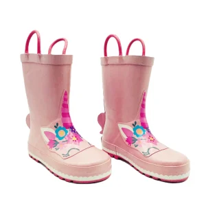 Fashion Waterproof Lightweight Girls MId Calf Toddler 3D Cartoon Rubber Rain Boots for Kids Summer Autumn Wear