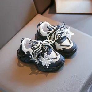 Fashionable Cute High Appearance Casual Sneakers for Boys Children’s Shoes for Spring and Autumn Lace-Up Closure Type