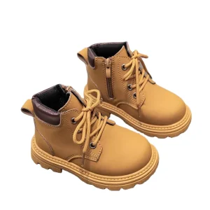 Fashionable Kids for Martin Boots Casual Outdoor Ankle Height Waterproof PVC Insole Zip for Winter Autumn