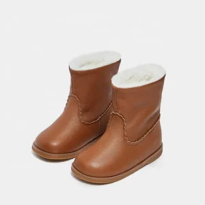 Fashionable New Design Toddler Girl Winter Snow Boots Warm Fur Lined Slip On Ankle Height Children’s Shoes Flat Printed Feature