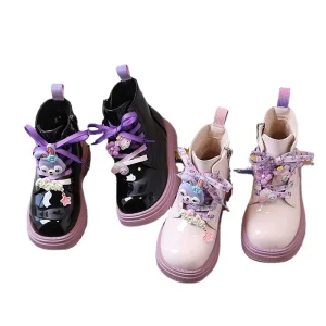 Fashionable New Kids Waterproof Ankle Rubber Boots Winter PU Leather Shoes with Bright Mirror Design Zip Closure for Boys Girls
