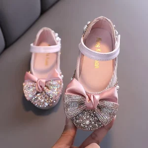 Fashionable Sparkling Flat Shoes for Girls Princess Ballet Party Dance Children’s Floral Print Summer & Spring Shoes