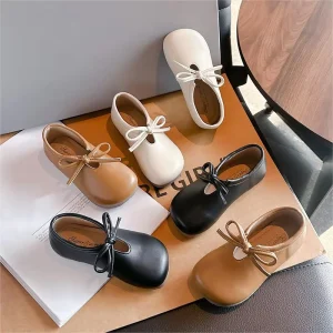Fashionable Vintage Spring Autumn Children Outwear PU Leather Dress Shoes for Kids Girls