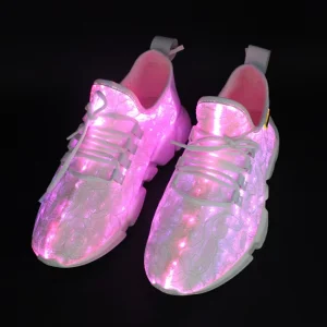 Fiber Optic Design USB Rechargeable Led Light Running Shoes Led Light up Kids Shoes EVA PU Cotton Fabric Elastic Band Spider Man