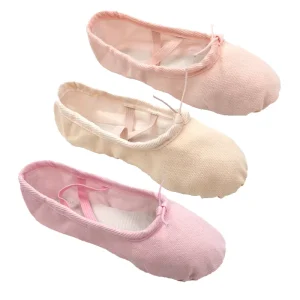 Flat Dance Slippers Split Sole Canvas Soft Ballet Shoes for Women Girls Training