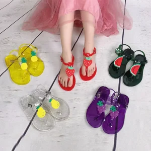Flat PVC Children Shoes Cute Fruit Toddler Summer Jelly Kids Sandals
