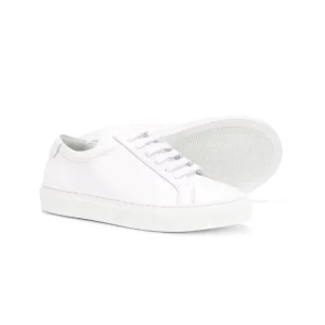 Flat Sole Rubber Leisure Teen Girl Shoes White Leather Kids Lace Up Low Sneakers