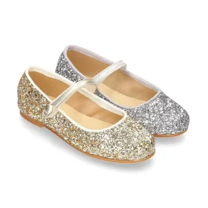 Flexible Rubber Glitter Girls Mary Jane Shoes Button Kids Girl Party Shoe