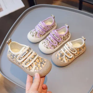 Floral Canvas Kids Shoes Hook & Loop Comfort Casual School Shoes for Toddler Boys & Girls
