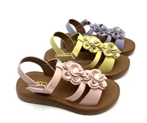 Flower Design Breathable Open Toe PVC Injection Anti Slippery Flat Platform Shoes Sandals for Kids Girls Summer Spring