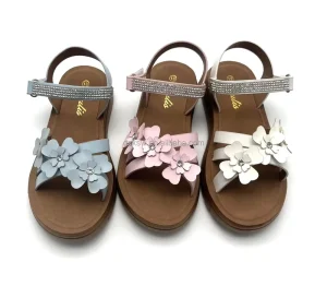 Flower Design OEM Custom Logo PVC Injection Sole Anti Slip Flat Platform Kids Girls Sandal Shoes Summer Spring