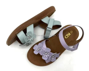 Flower Design Open Toe Anti Slippery Breathable PVC Injection Flat Sole Kids Shoes and Sandals Summer Spring