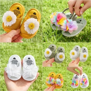 Flower Design Soft Sole Anti Slip Newborn Infant Baby Slippers Sandals