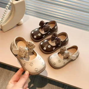 Flower Girl Round toe Versatile Britain Style Toddler Pu Wedding Dress Princess Leather Shoe