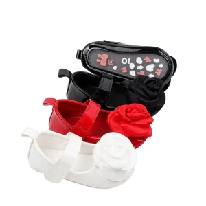 Flower Princess Baby Shoes Infant Toddler Shoes Hook and Loop Closure Non slip Soft PVC Sole Breathable Girls