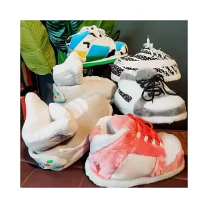 Fly Man Plush Slippers Women Winter Pvc Cotton Shoes House Sneaker Plush Slides in Stock